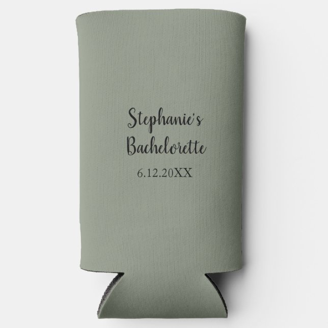 Sage Green Wedding Bachelorette Name Favor Gift Seltzer Can Cooler (Front)