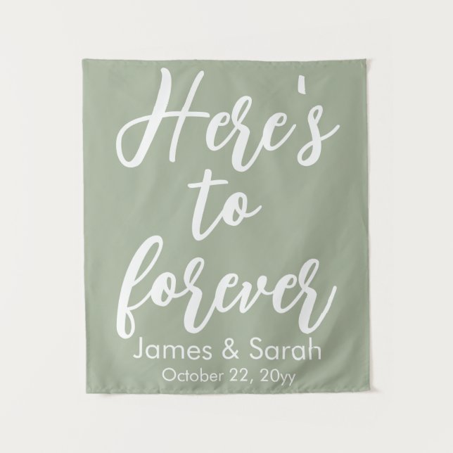 Sage Green Wedding Backdrop Here's to forever Prop (Front)