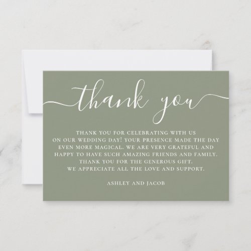 Sage Green Wedding | Botanical Garden Vineyard Thank You Card