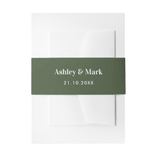Sage Green Wedding Bride Groom  Invitation Belly Band