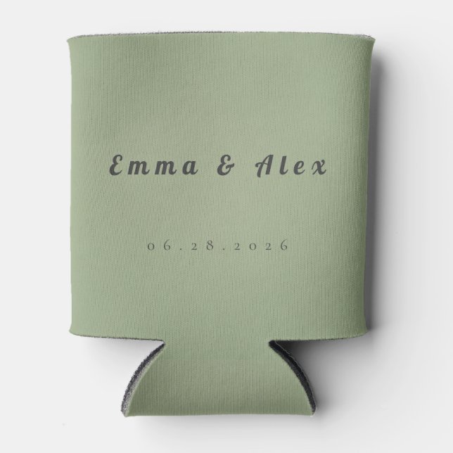 Sage Green Wedding Can Cooler (Front)