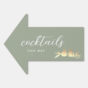 Sage Green Wedding Cocktails Arrow Sign