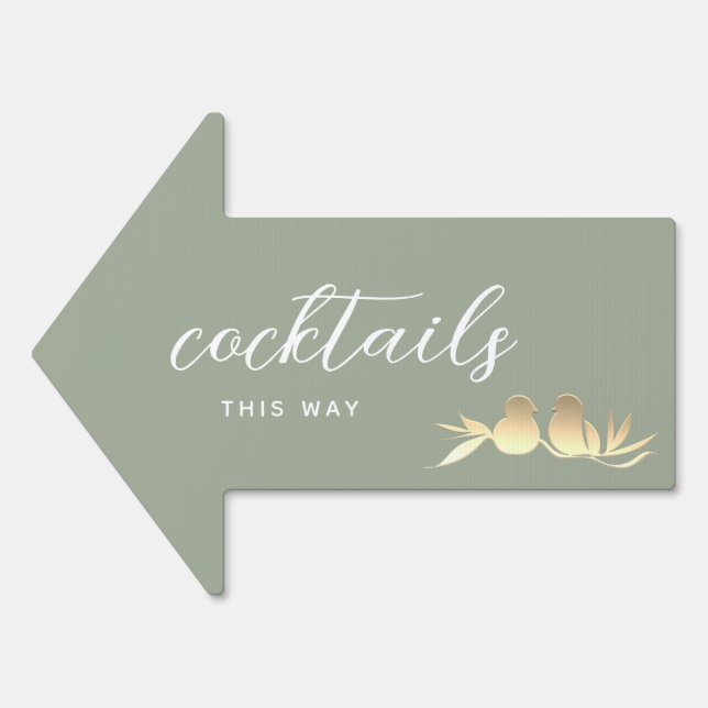 Sage Green Wedding Cocktails Arrow Sign (Front)