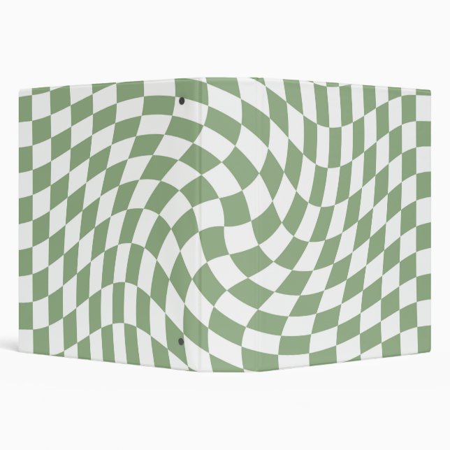 Sage Green Wedding Collection Check Checkered 3 Ring Binder (Background)