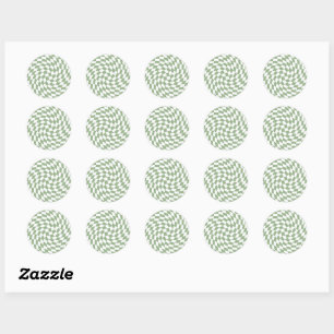 Sage Green Wedding Collection Check Checkered   Classic Round Sticker