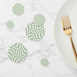 Sage Green Wedding Collection Check Checkered Confetti