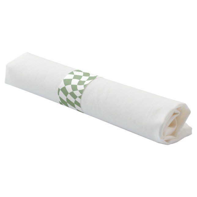 Sage Green Wedding Collection Check Checkered   Napkin Bands (Angled)