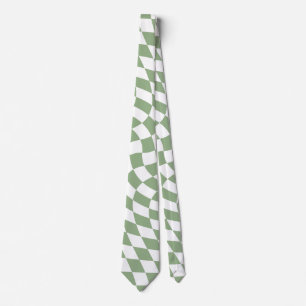 Sage Green Wedding Collection Check Checkered Neck Tie