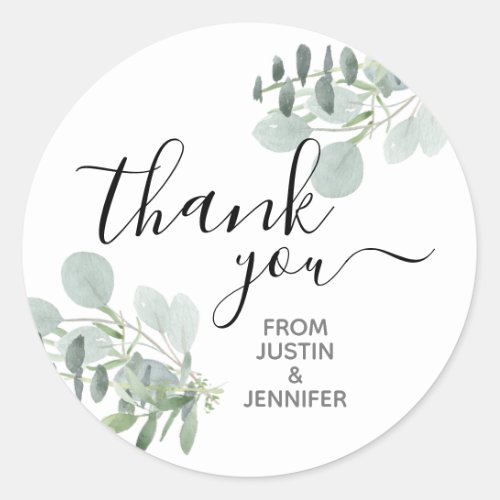 Sage Green Wedding Colors Thank You Classic Round Sticker
