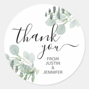 Sage Green Wedding Colors Thank You Classic Round Sticker