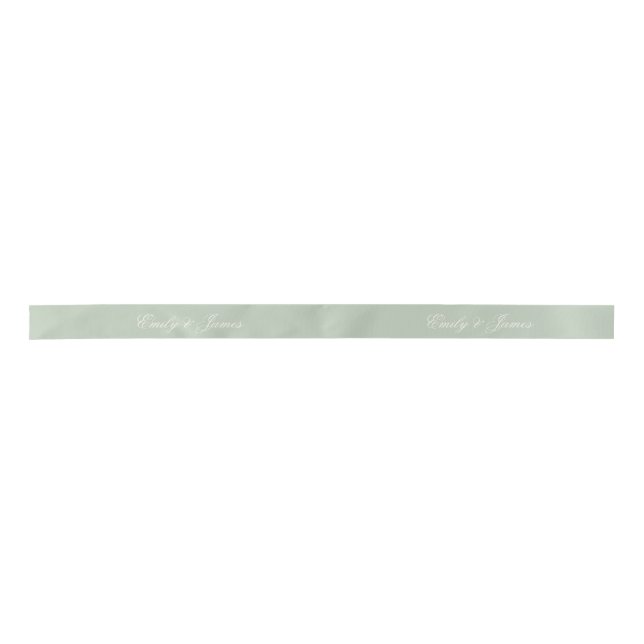 Sage Green Wedding Custom Names Pattern  Satin Ribbon (Front)