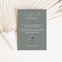 Sage Green Wedding Details Card with QR Code