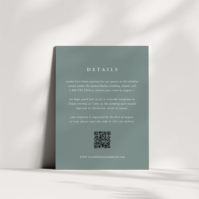 Sage Green Wedding Details Card with QR Code (Creator Uploaded)