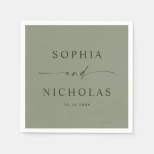 Sage Green Wedding   Elegant Minimalist Spring Napkins