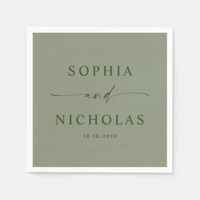 Sage Green Wedding | Elegant Minimalist Spring Napkins (Front)