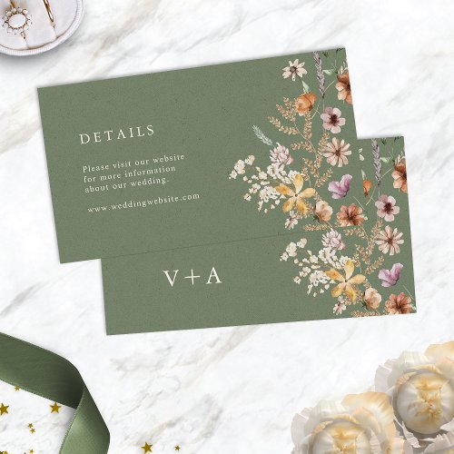 Sage Green Wedding Enclosure Card