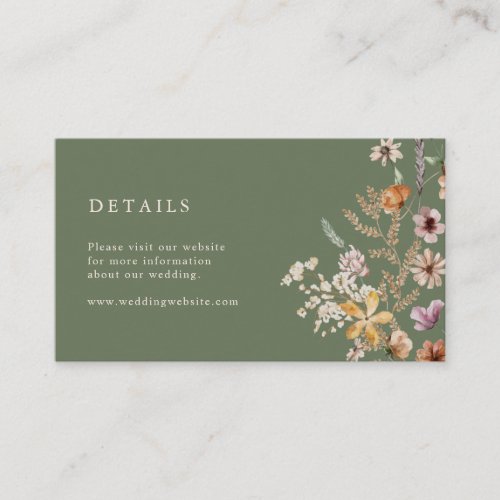 Sage Green Wedding Enclosure Card