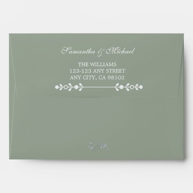 Sage Green Wedding Envelope  (Back (Top Flap))