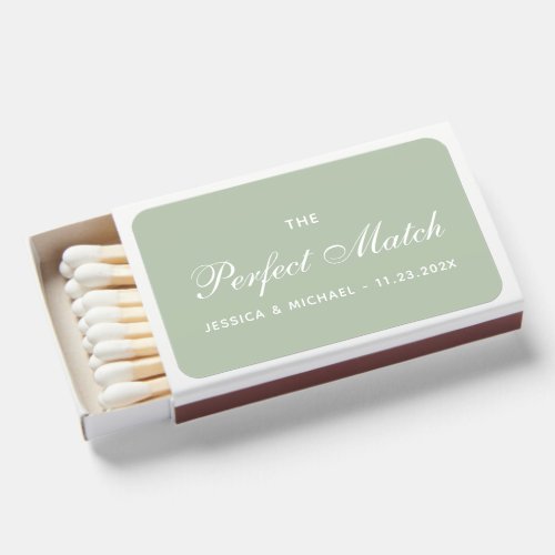 Sage Green Wedding Favors Simple Script Perfect Matchboxes