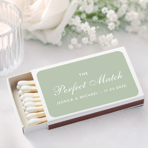 Sage Green Wedding Favors Simple Script Perfect Matchboxes