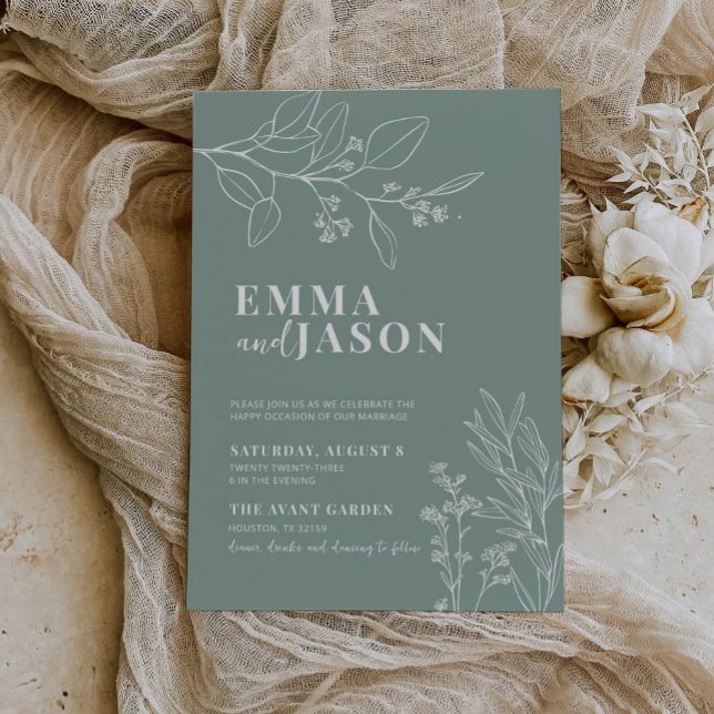 Sage Green Wedding Floral Invitation  (Creator Uploaded)