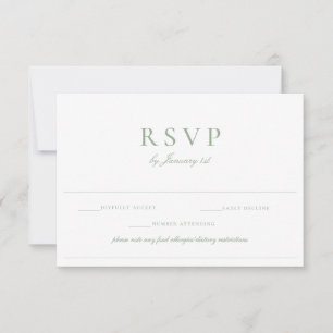 Sage Green Wedding Food Allergy Diet Restriction Invitation