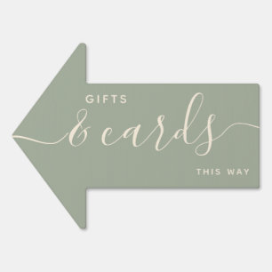 Sage Green Wedding Gifts and Cards Arrow Sign