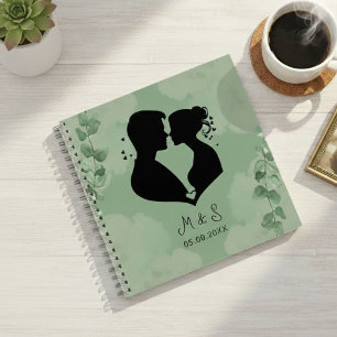 Sage Green Wedding Guest Book with Eucalyptus and