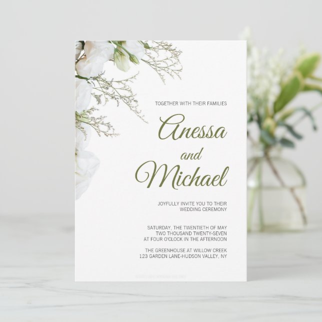 Sage Green Wedding Invitation (Standing Front)