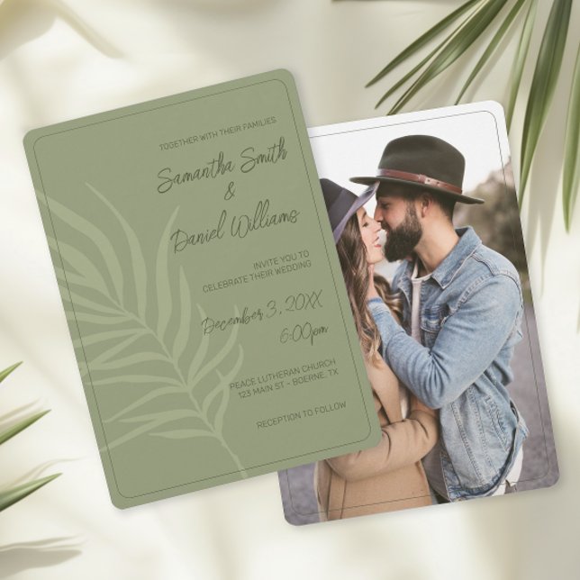 Sage Green Wedding Invitation (Boho Sage Green Wedding Invitations)