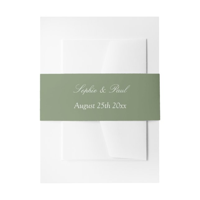 Sage Green Wedding Invitation Belly Band (Front Example)