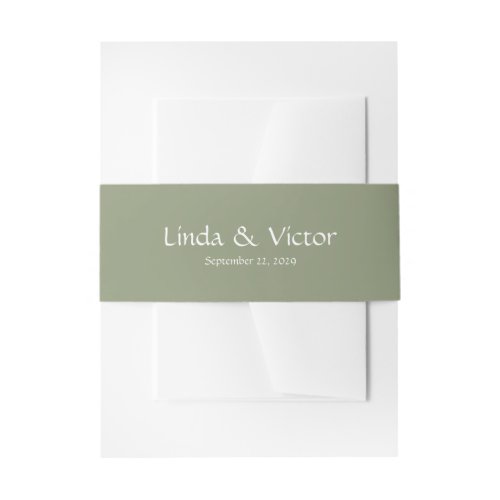 Sage Green wedding invitation belly band