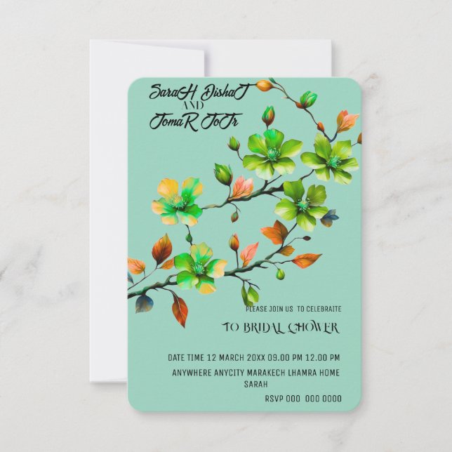 Sage Green Wedding Invitation Set, Minimalist Wedd (Front)