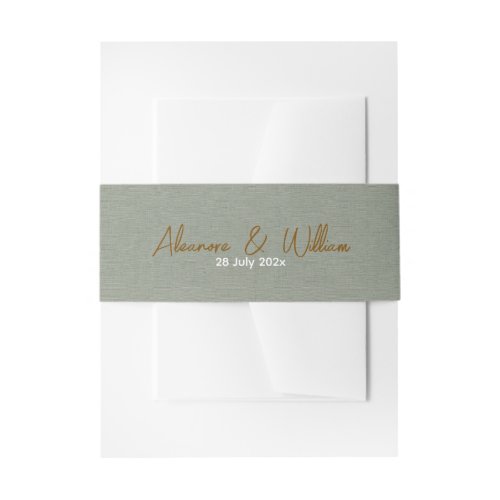 sage green wedding invitations belly bands invitation belly band