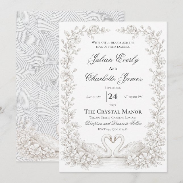 Sage Green Wedding InvitationWedding Garden Invite (Front/Back)