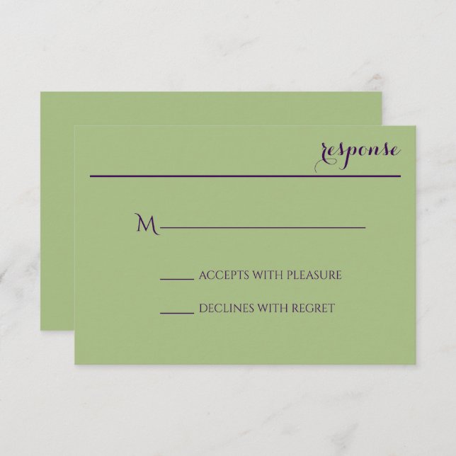 Sage Green Wedding Invite Response Card (Front/Back)