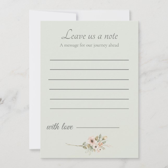 Sage Green Wedding Keepsake Insert Note Card (Front)