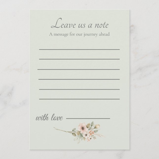 Sage Green Wedding Keepsake Insert Note Card (Front)