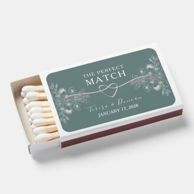 Sage Green Wedding Matchboxes (Front Open)