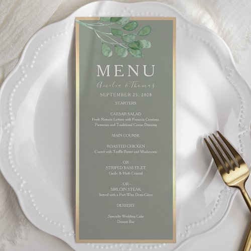 Sage Green Wedding Menu