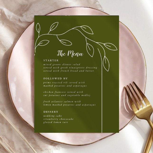 Sage Green Wedding Menu Cards (Creator Uploaded)