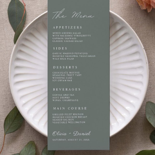 Sage Green Wedding Menu Cards Template (Sage Green Wedding Menu Cards Template)