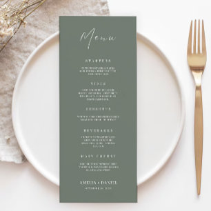 Sage Green Wedding Menu Cards Template