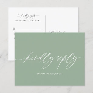 Sage Green Wedding Menu Choice RSVP Postcard