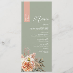 Sage Green Wedding Menu with Guest Name