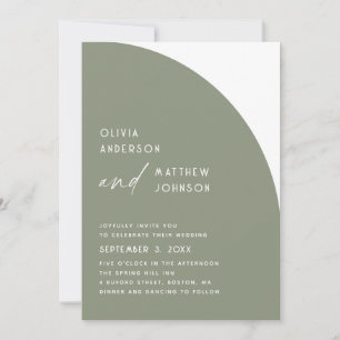 Sage Green Wedding   Minimalist Contemporary Arch Invitation