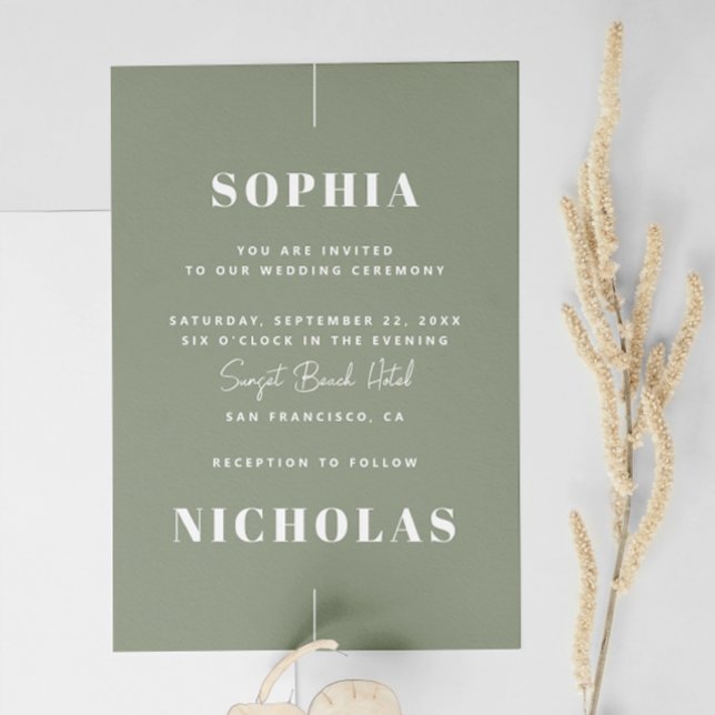 Sage Green Wedding - Minimalist Photo & QR Code Invitation (Creator Uploaded)