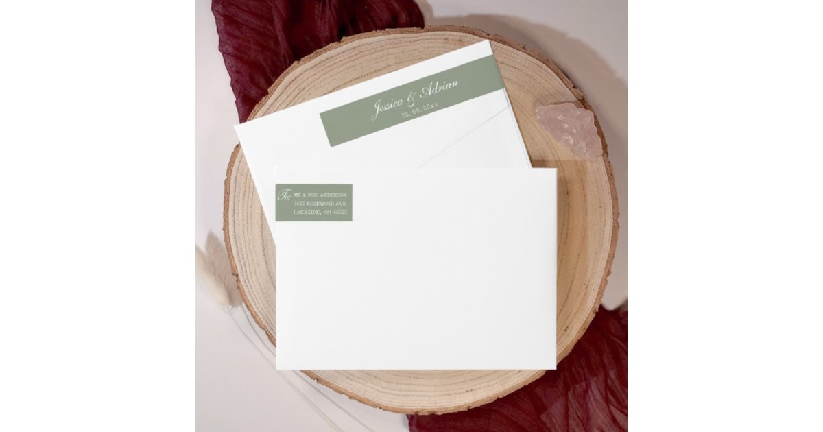 Sage Label Sage Green Wedding Minimalist Wrap Around Label | Zazzle