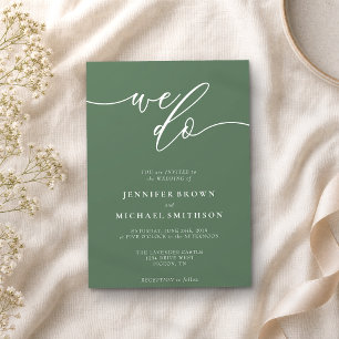 Sage Green Wedding Modern Handwriting We Do Script Invitation
