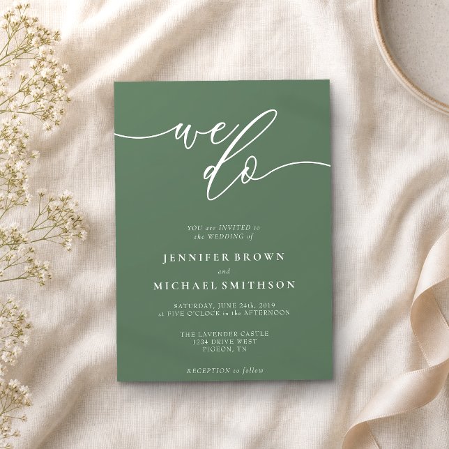 Sage Green Wedding Modern Handwriting We Do Script Invitation (Creator Uploaded)